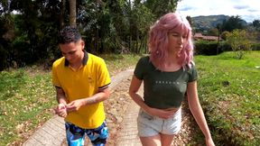 My Friend Gives Me a Great Deepthroat Blowjob Outdoors and I Cum in Her Mouth