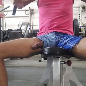 My big hard dick slipped out during gym workout