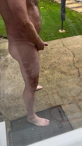 Daddy Bear naked in the Garden