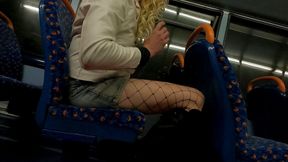 Crossdresser cums on bus