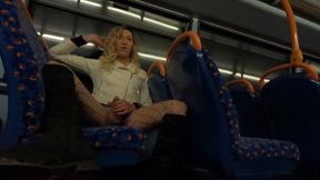 Crossdresser cums on bus