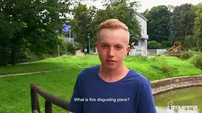 Hairy balls Czech twink rides cock outdoors