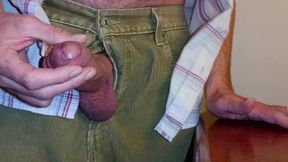 Big Uncut Cock Stroking, Wanking, Edging, Cumming at Work Wearing Cords - Rockard Daddy