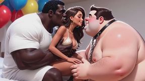 Wife Controls Cuckold Husband with Feet While with Lover