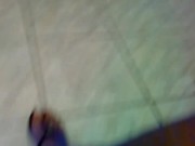 White long toenails and blue fishnets teasing