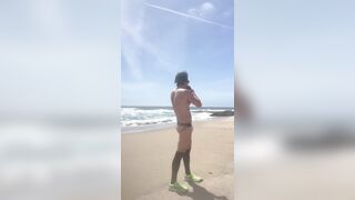 Jock Wire and Knee High Pantyhose at the Beach