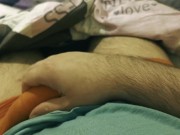 Boy jerking off and cumming in T-shirt in bed before the slumber / Moaning / Andrei