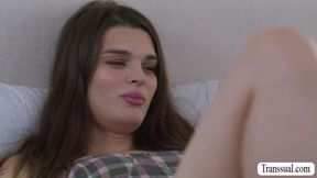 Watch my TS stepsis throat my dick and ride it