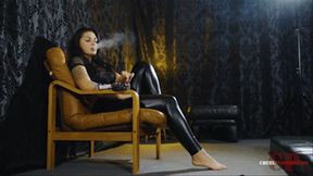 Smoking in the leather armchair 4K MP4