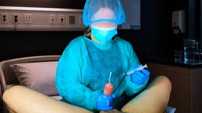 The Doctor Took the Patient's Semen Sample in Hospital. Post Orgasm Torture