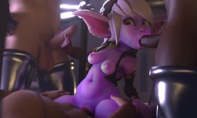 Tristana Taking Care of 3 Guys at the Same Time
