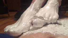 Footjob in Sticky Marshmallow Fluff - Vintage Messy Feet Fetish