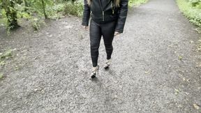 Walking in the Woods with Heels and Leather