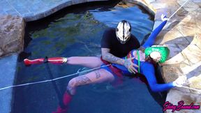 Supergirl Cosplay Water Bondage Predicament