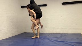 Wrestling into lift and carry and pony ride