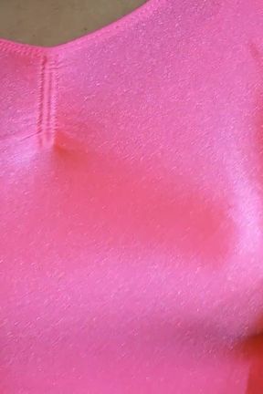 Super Shinny Pink Top and Pointy Boobs, 90s Workout Clothes