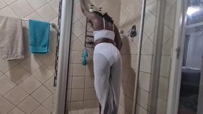 Soaking wet panties ruined by steady pissing in beach outfit