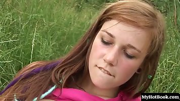 19 y.o. redhead teen Alexis Crystal loves sex in nature