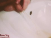 Piss, Jerkoff, & Cumshot in Bathroom Sink at Work