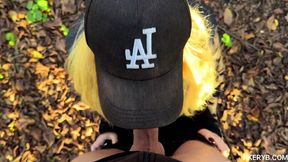 Slutty stepsister wants to suck everything in this woodsy! Risky public sex