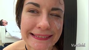 Stunning brunette Camilla Moon deep-throats and gets fucked hard