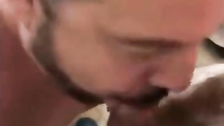 Hairy daddy covers cocksuckers face in cum 2