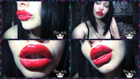 Huge Sexy Red Lips and Big Tits Tease