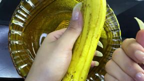 Long Natural Nails and Banana