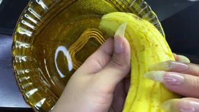 Long Natural Nails and Banana