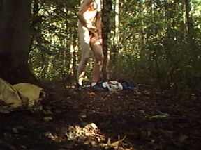 Pulling a penis in the bushes