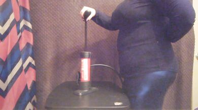 Bike pump rips her shiny redhead belly into a gigantic bloated mess