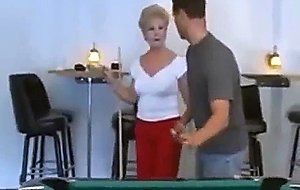 Hot granny cougar pool table bang