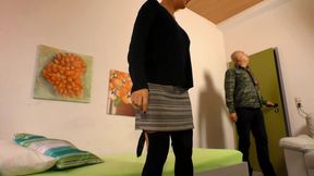 Blonde tattooed mature loves riding big cock on the couch