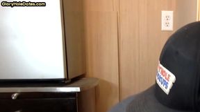 Gloryhole gay enjoys blowing out dick while jerking it
