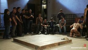 Blindfolded Stud Sucks Strangers Cocks at a Party