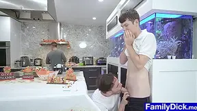Boys Fuck Behind Their Stepdaddy And Invite Him To Join Them