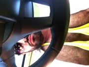 Hairy Muscle Jock Tits and Pumped Nipples in Car