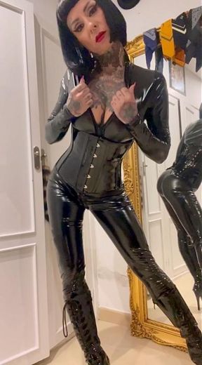 BLACK VINYL CATSUIT