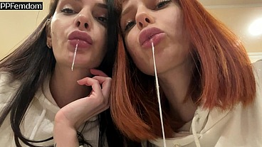 Double POV Spitting And Foot Domination In Socks With Two Smoking Mistresses Kira And Sofi