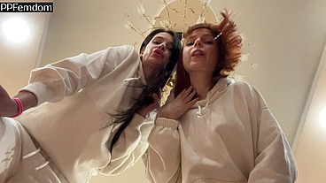 Double POV Spitting And Foot Domination In Socks With Two Smoking Mistresses Kira And Sofi