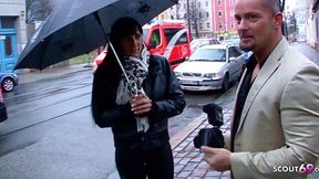 German MILF in Leather Leggings Gets Boned on Street Casting!