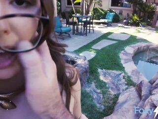 Lascivious Leana Lovings Gives her Sexy Body to Recent Neighbour by the Pool