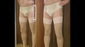 Crossdresser trying on some new lingerie sets