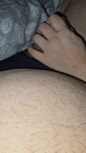 Step mom hand slip and pulled out step son dick for a handjob