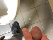 Me jerking off at public restroom stall and making a mess