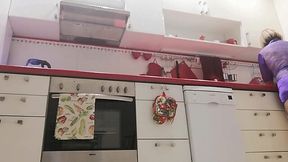 Stepmom gets caught in the kitchen by stepson