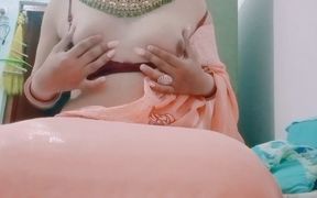 Indian Gay Bottom Crossdresser Gaurisissy Feeling Horny in Silky Saree Real Homemade Sex