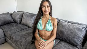 ”Sexy Latin teen model sucks her managers big hard shaft at recorded casting!”