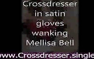 Crossdresser in red cocktail dress cum shot