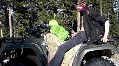 Lad enjoys in some gay action on top of ATV four wheeler